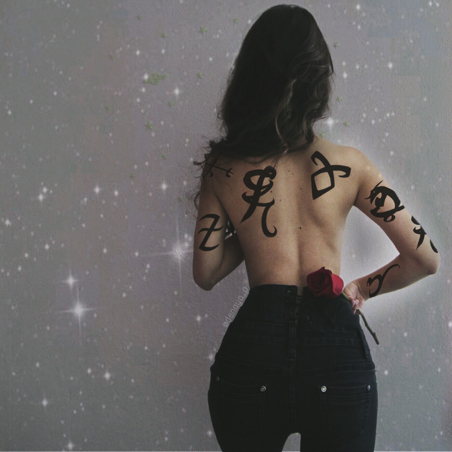 Freetoedit Girl Tattoo Runes Sparkles Image By Kermit picsart